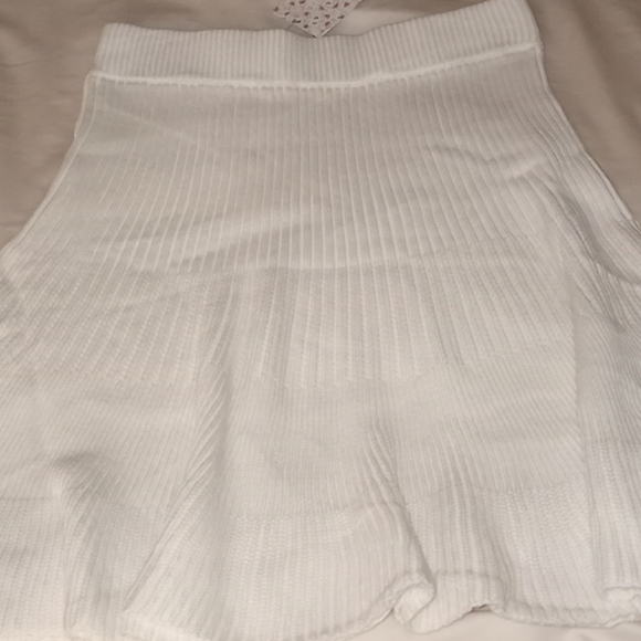 Free People Solid Gold Ribbed Knit Mini Skirt Ivory - Picture 8 of 16